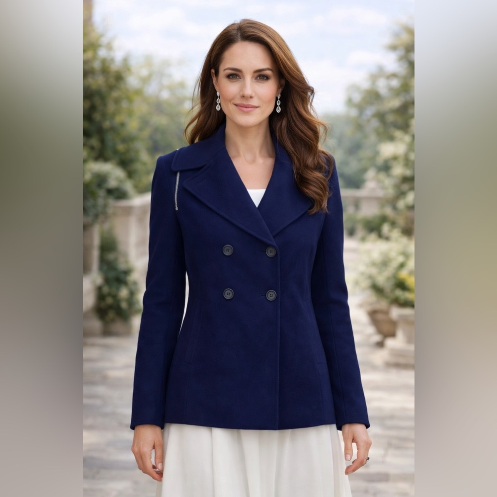 Club Monaco Dark Blue Wool short trench